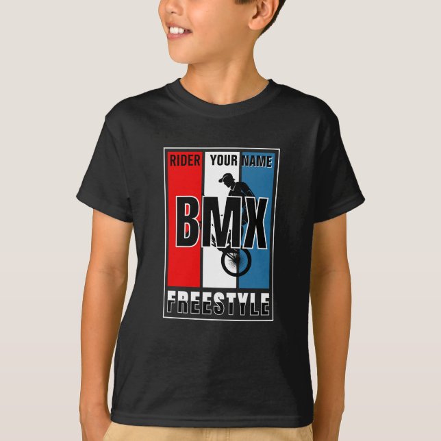 T-shirt Ajouter Votre Nom BMX Freestyle Rider (Devant)