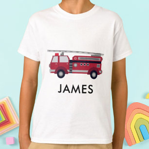 T-shirt Ajouter votre nom Red Fire truck Personnalisé
