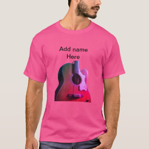 T-shirt Ajouter votre nom texte brun acoustique guitare éd