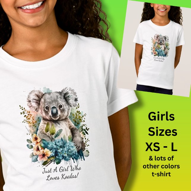 T-Shirt Ajouter Votre Nom Texte, Juste une fille qui aime  (Just A Girl Who Loves Koalas! - Also in Ladies & Baby Size, & Mugs!  You can change the text)