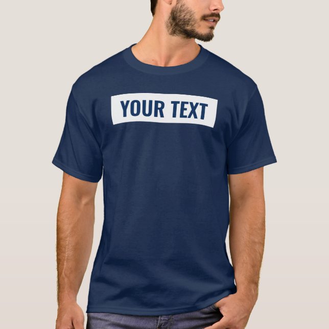 T-shirt Ajouter votre texte Marine Bleu Modèle Hommes Basi (Devant)