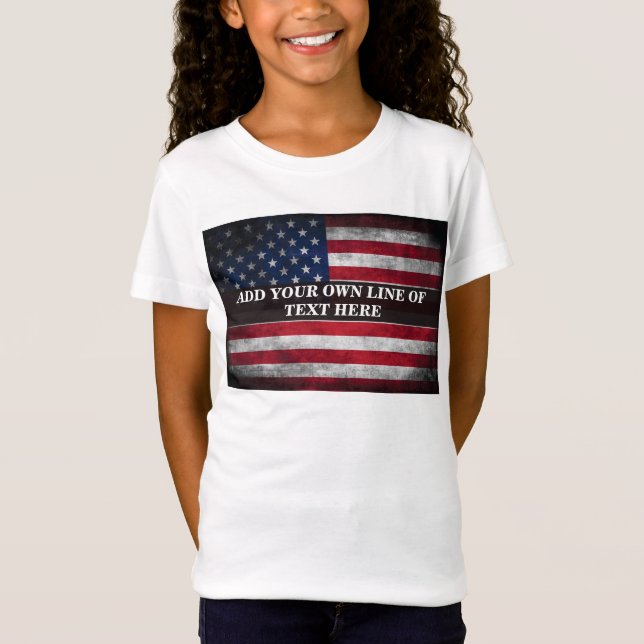 T-Shirt Ajouter votre texte sur le drapeau américain (Devant)