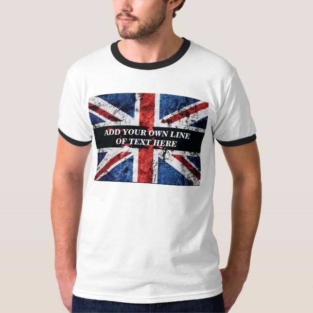 T-shirt Ajouter votre texte sur le drapeau anglais Jeu d'o (Devant)