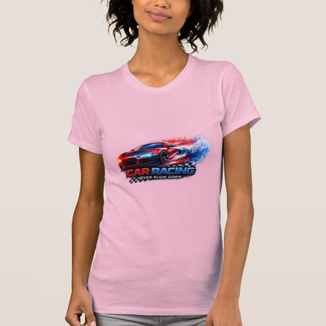 T-shirt ajusté de voiture de course pour femmes –  (Devant)