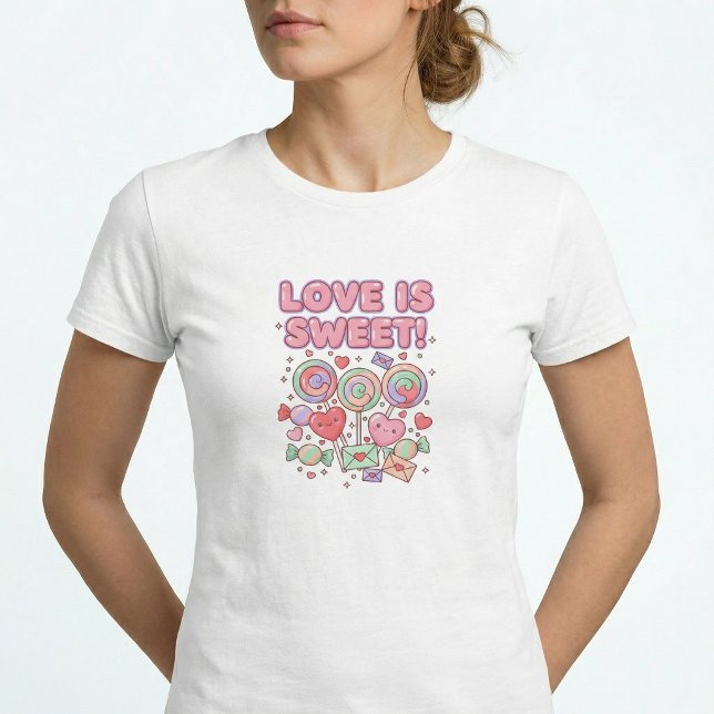 T-shirt ajusté pastel kawaii "L'amour est doux" (Créateur téléchargé)