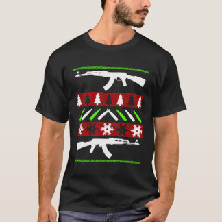 T-shirt Ak 47 Rifle laid Sweater de Noël amusant Gun long