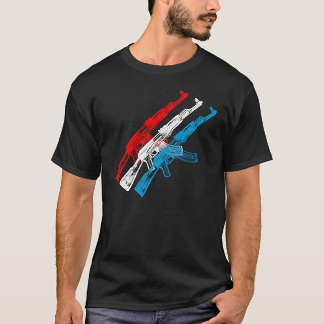 T-shirt AK 47, rouge, blanc et bleu (Devant)