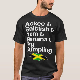 T-shirt Akee Fry de poisson salé Dumpling Jamaïcain Plat