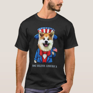 T-shirt Akita Chien 4 juillet American Chien Pun