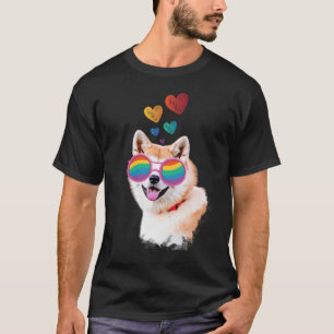 T-shirt Akita Chien avec Coeurs Saint Valentin