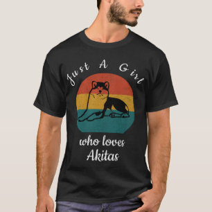 T-shirt Akita Chien Vintage Juste Une Fille Qui Aime Akita