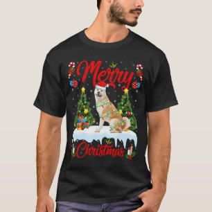 T-shirt Akita Dog illumine Xmas Tree Père Noël Akita Chris