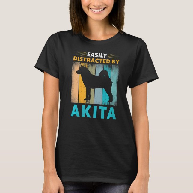 T-shirt Akita facilement distrait par les chiens (Devant)