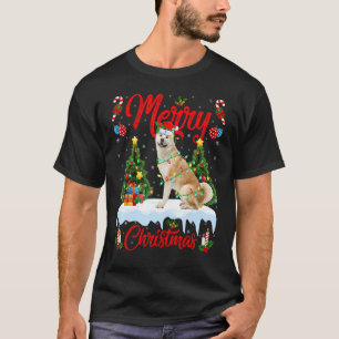 T-shirt Akita Inu Dog illumine Xmas Tree Père Noël Akita I