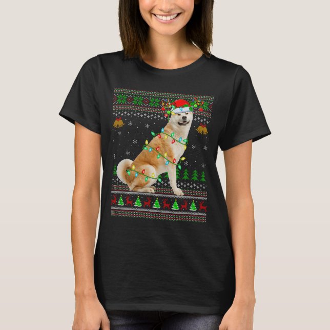 T-shirt Akita Inu Dog Ugly Christmas Sweaters Holiday Sant (Devant)