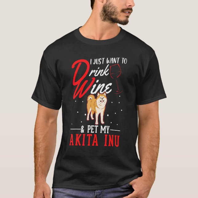 T-shirt Akita Inu Et Vin (Devant)