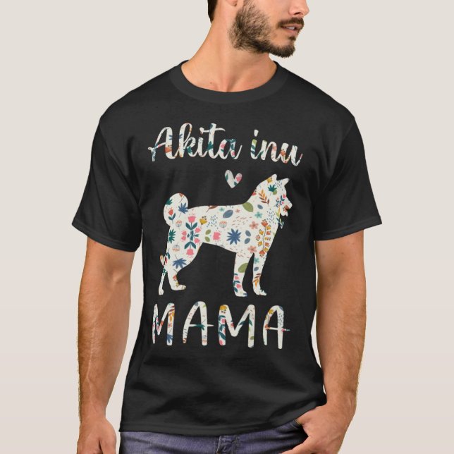 T-shirt Akita Inu Mama Floral Dog Mom Love (Devant)