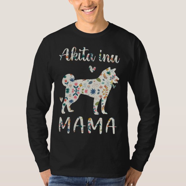T-shirt Akita Inu Mama Floral Dog Mom Love (Devant)
