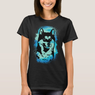 T-shirt Akita Inu Peinture Bleu Design Chien Maman Papa