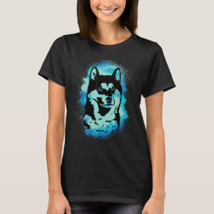 T-shirt Akita Inu Peinture Bleue Design Maman Chien Papa
