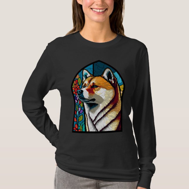 T-shirt Akita Inu  Vitrail Coloré Pop (Devant)