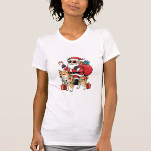 T-shirt Akita Inu Xmas Éclairage Père Noël équitation Akit