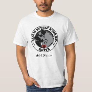 T-shirt Akita La Vie Personnalisée Est Mieux Avec Un Chien