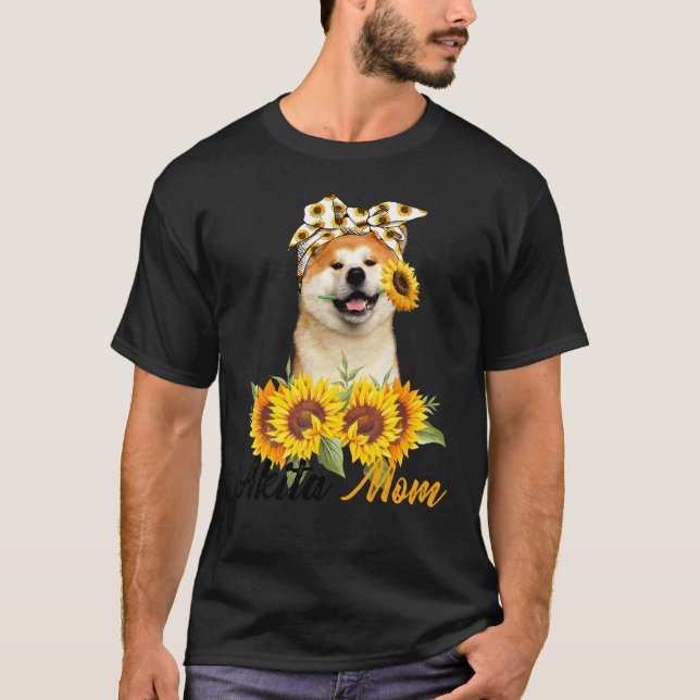 T-shirt Akita Maman Tournesol Eté Chien Maman Mama Femmes (Devant)