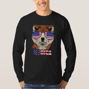 T-shirt Akita Merica 4 juillet Drapeau Américain Usa