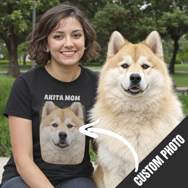 T-shirt Akita Mom Custom Chien cadeau photo cadeau pour Ch (Akita Mom Custom Dog Photo Gift for Dog Mom T-Shirt.)