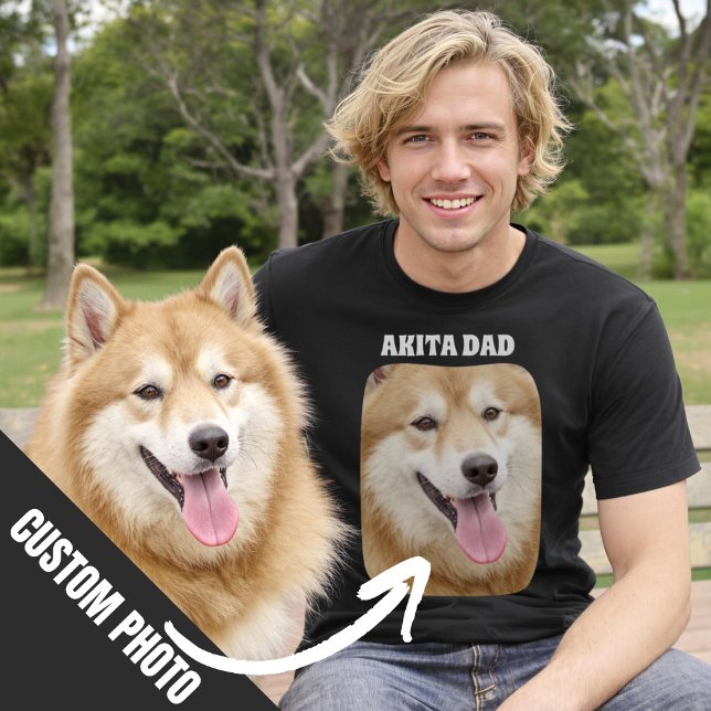 T-shirt Akita Papa Custom Chien cadeau photo pour Chien Pa (Akita Dad Custom Dog Photo Gift for Dog Dad T-Shirt.)