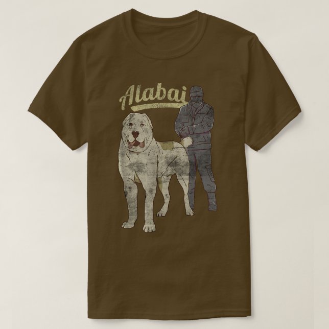 T-shirt Alabai Amoureux de les chiens style rétro Hommes F (Design devant)