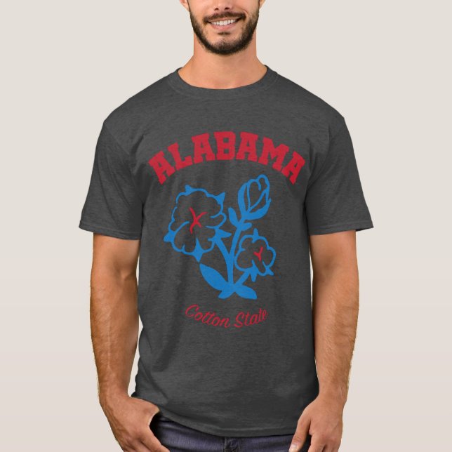 T-shirt Alabama Cotton State USA Original Graphic with Blu (Devant)