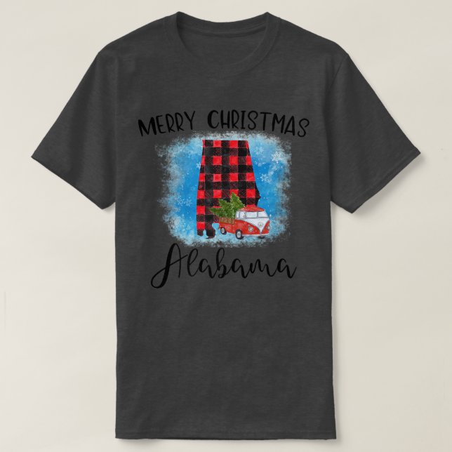T-shirt Alabama Joyeux Noël Camion Buffalo Plaid Noël (Design devant)