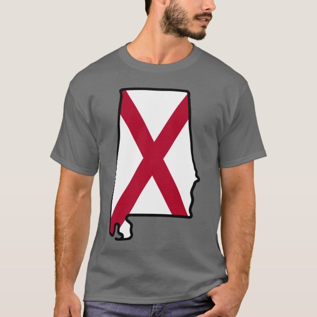 T-shirt Alabama State Flag Background with Outline Oversiz (Devant)