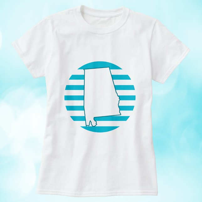 T-shirt Alabama US State Retro Circle bleu (A tshirt with the state outline of Alabama in front of a retro style circle.)