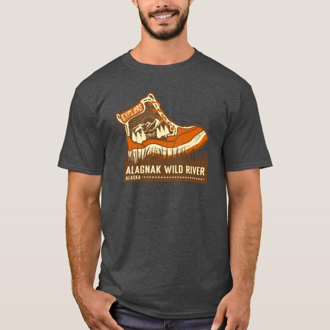 T-shirt Alagnak Wild River Alaska Brown And Orange Hiking  (Devant)