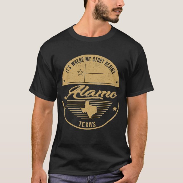 T-shirt Alamo Texas C'est là que commence mon histoire (Devant)