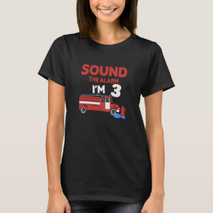 T-shirt Alarme sonore I'm 3 Children 3 Birthday Fire Truck