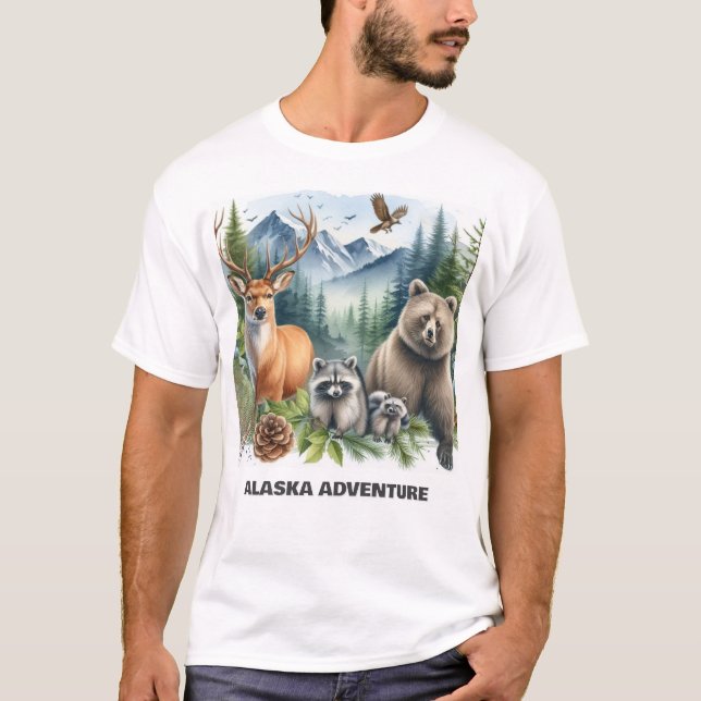 T-shirt Alaska Adventure Watercolor Wildlife (Devant)