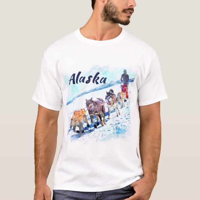 T-shirt Alaska (AK) Une équipe de chiens de traîneau (Devant)