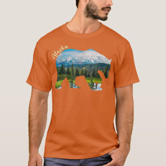 T-shirt Alaska Bear - Grizzly Bear With Alaska Mountains41