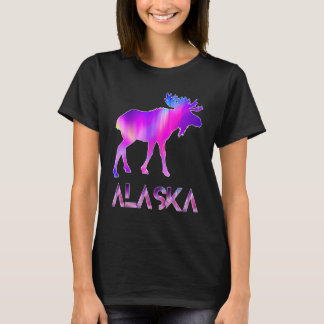 T-shirt Alaska Day Moose Aurora Borealis At Night