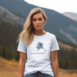T-shirt Alaska né et élevé   Carte d'état de couleur modif