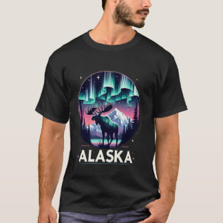 T-shirt Alaska Northern Lights Aurora Visualisation des va