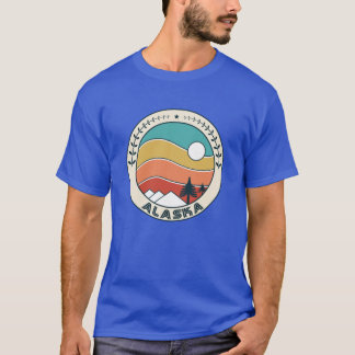 T-shirt Alaska Rétro Vintage Coucher de soleil Alaska Mont