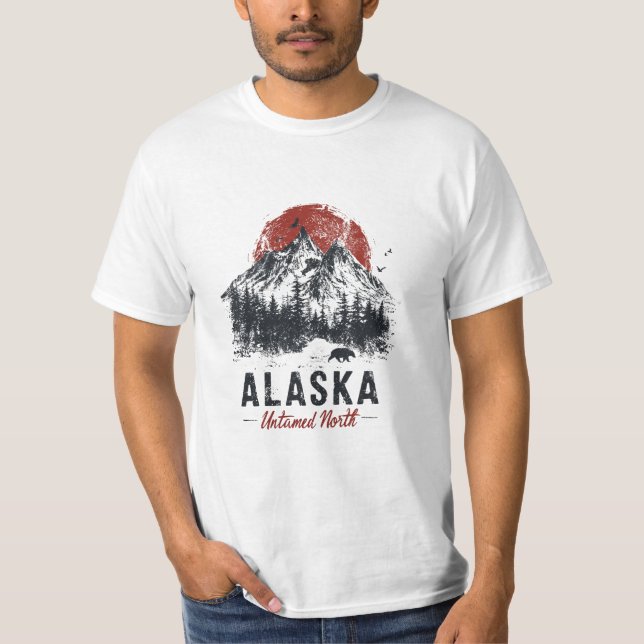 T-shirt Alaska Untamed North Mountain Wilderness Outdoor (Devant)