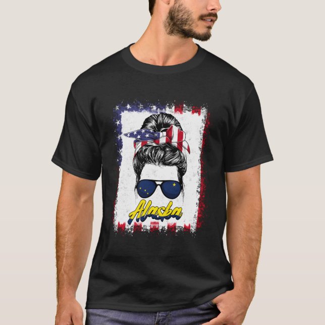 T-shirt Alaska US Drapeau États-Unis Américain Pour (Devant)