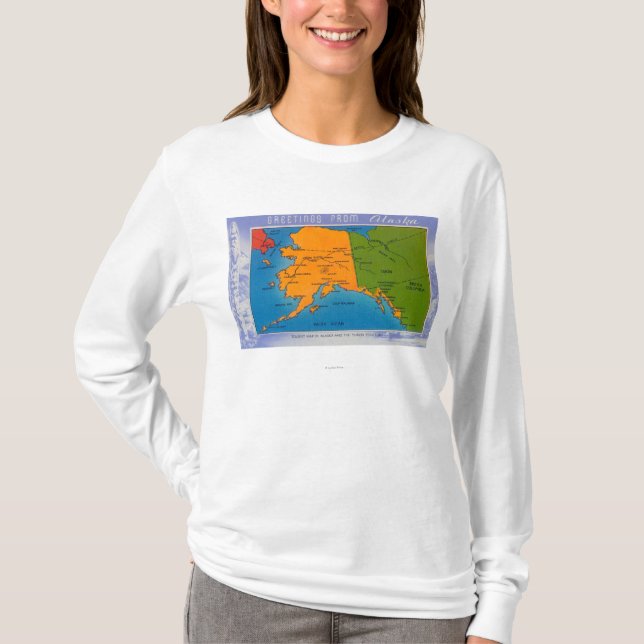 T-shirt AlaskaGreetings de carte de l'Alaska (Devant)