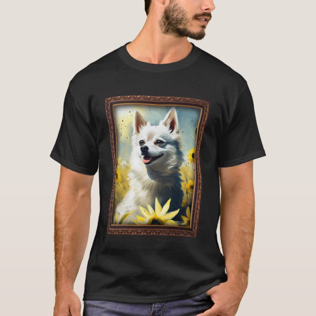T-shirt Alaskan Klee Kai Peinture Fleur de Tournesol Maman (Devant)